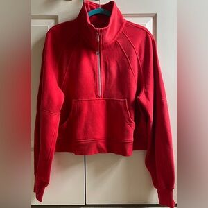 🍒LULULEMON sz M/L SCUBA OVERSIZED FUNNEL NECK 1/2 ZIP SWEATSHIRT Jacket ~ RED